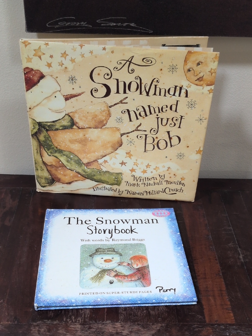 Vintage Children's Literature Set of 2 Fiction Hardback Books Snowman Themed